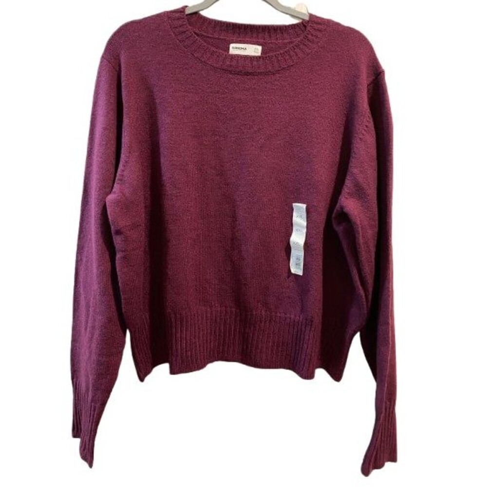 Women's XXL Sweater Sonoma Long Sleeve Pull-over Maroon Crewneck
